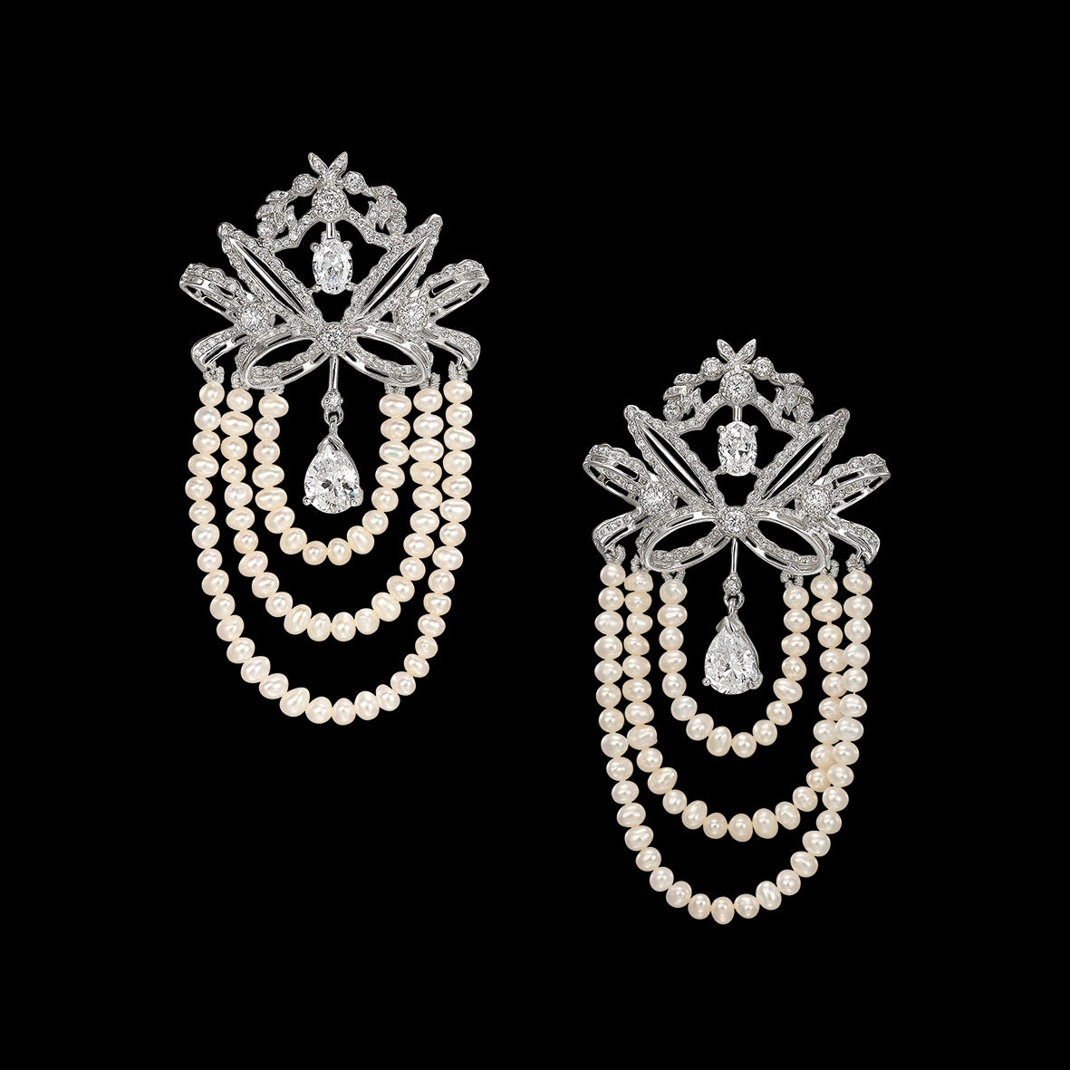 Pearl Garland Ruban Earrings